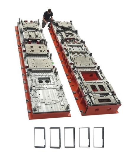 6-station transfer die for cooktop frame