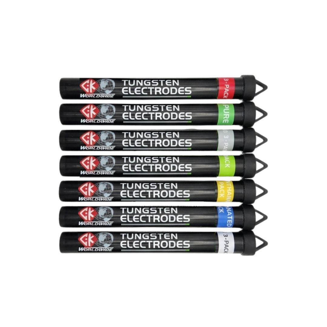 CK Worldwide Tungsten 3-Pack — TIG Electrodes in Resealable, Color-Coded